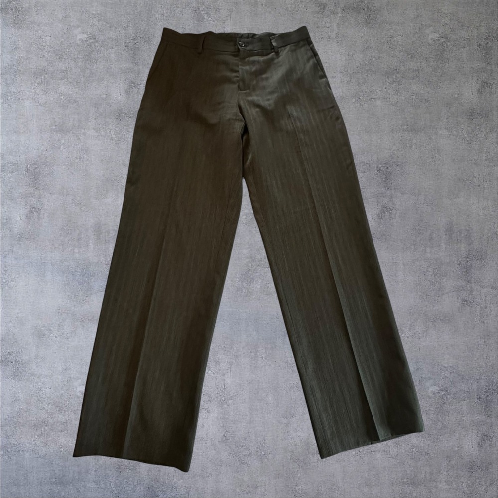 Kenneth Cole Reaction Dress Pants Mens‎ 34x31.5 Grey Flat Front Striped Straight